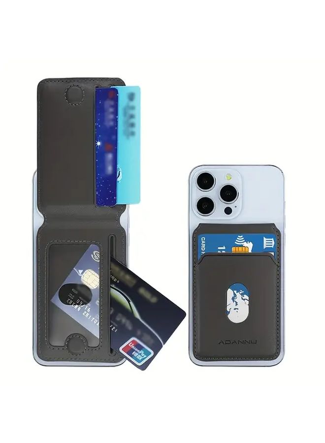 Brown PU Leather Magnetic Card Holder Phone Stand for Apple iPhone Multiple Cards - Image 1