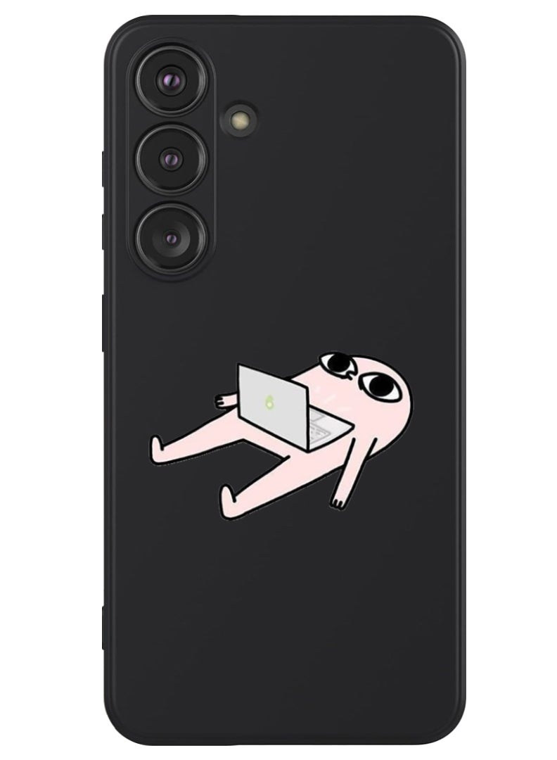 Theodor Protective Slim Fit Case Liquid Silicone Cover with Full Body Protection Anti-Scratch Shockproof Case For Samsung Galaxy S24 Plus (Black) - Sleep with Laptop - Image 1