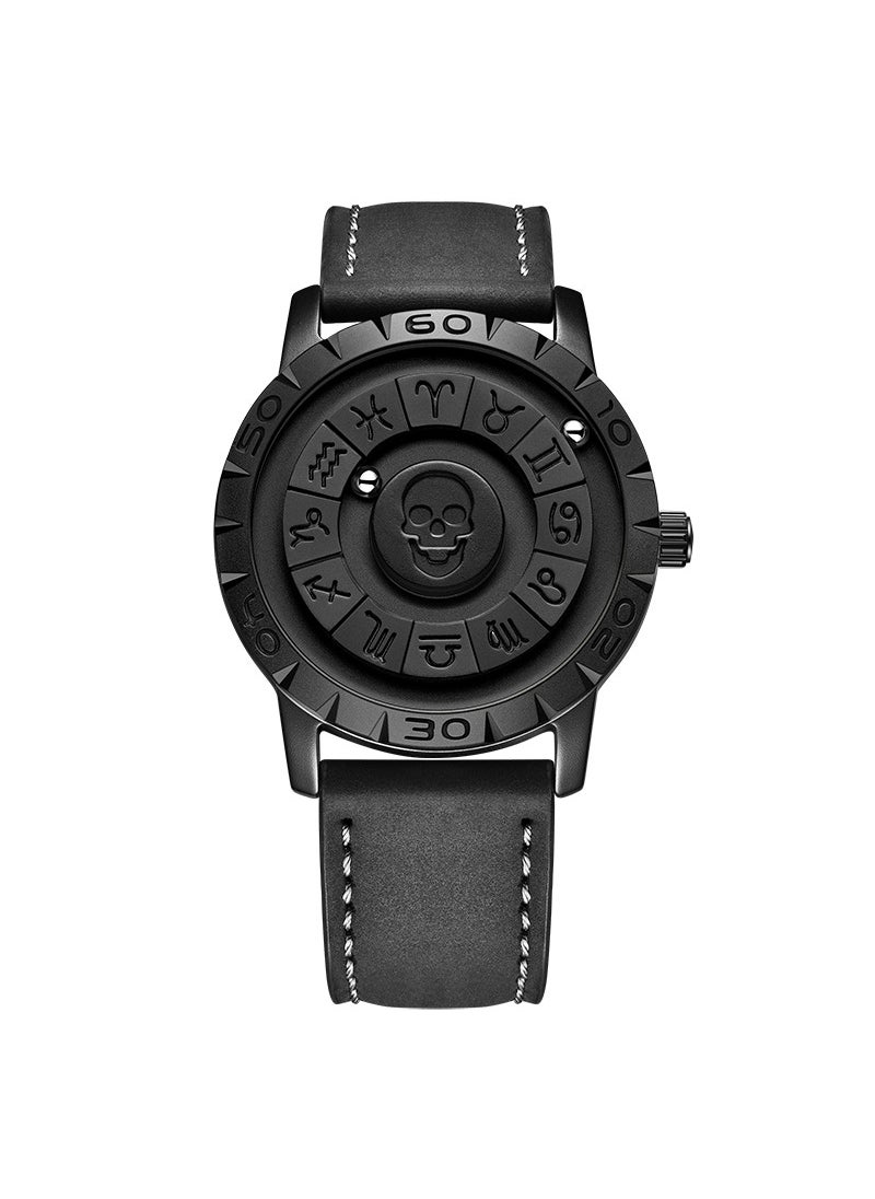 Generic FOXBOX Mens Fashion Skull Quartz Watch Belt Black 