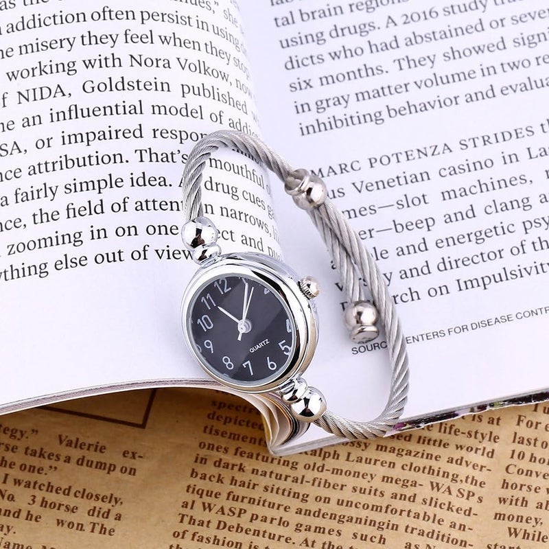 klarako c, Female Analog Round Quartz Alloy Strap Open Bracelet Watch Wristwatch(#3) - Image 3