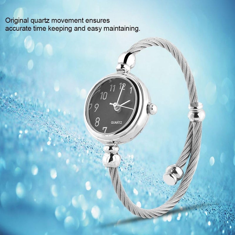 klarako c, Female Analog Round Quartz Alloy Strap Open Bracelet Watch Wristwatch(#3) - Image 2