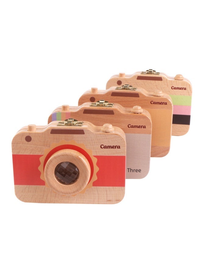 Wooden Children's Camera Tooth Preservation Box Baby Teeth Storage Box Umbilical Hair Collection Toy Baby Teeth Storage House-Color:Tricolor Block-Japanese - Image 2