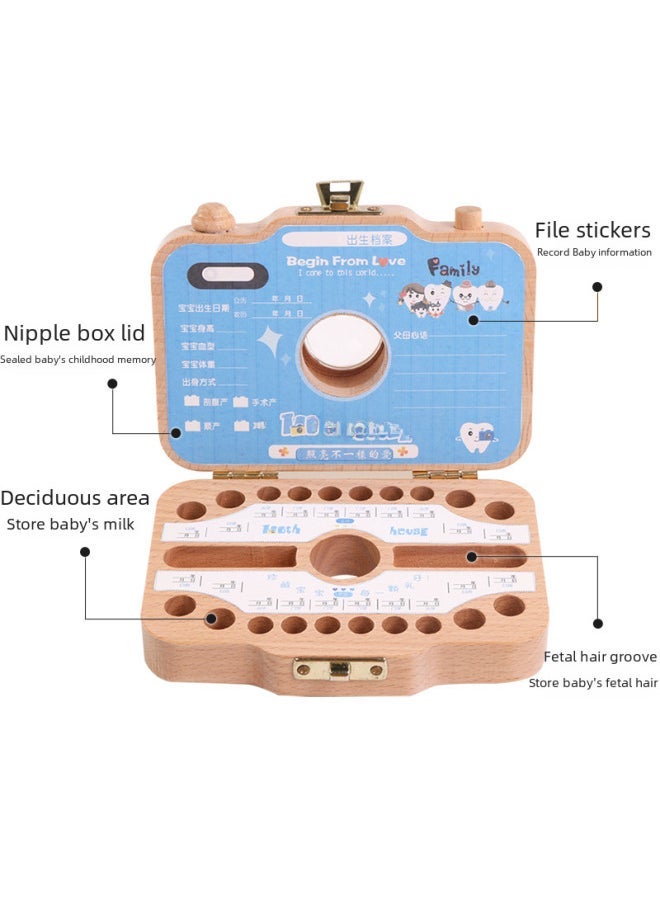 Wooden Children's Camera Tooth Preservation Box Baby Teeth Storage Box Umbilical Hair Collection Toy Baby Teeth Storage House-Color:Tricolor Block-Japanese - Image 5