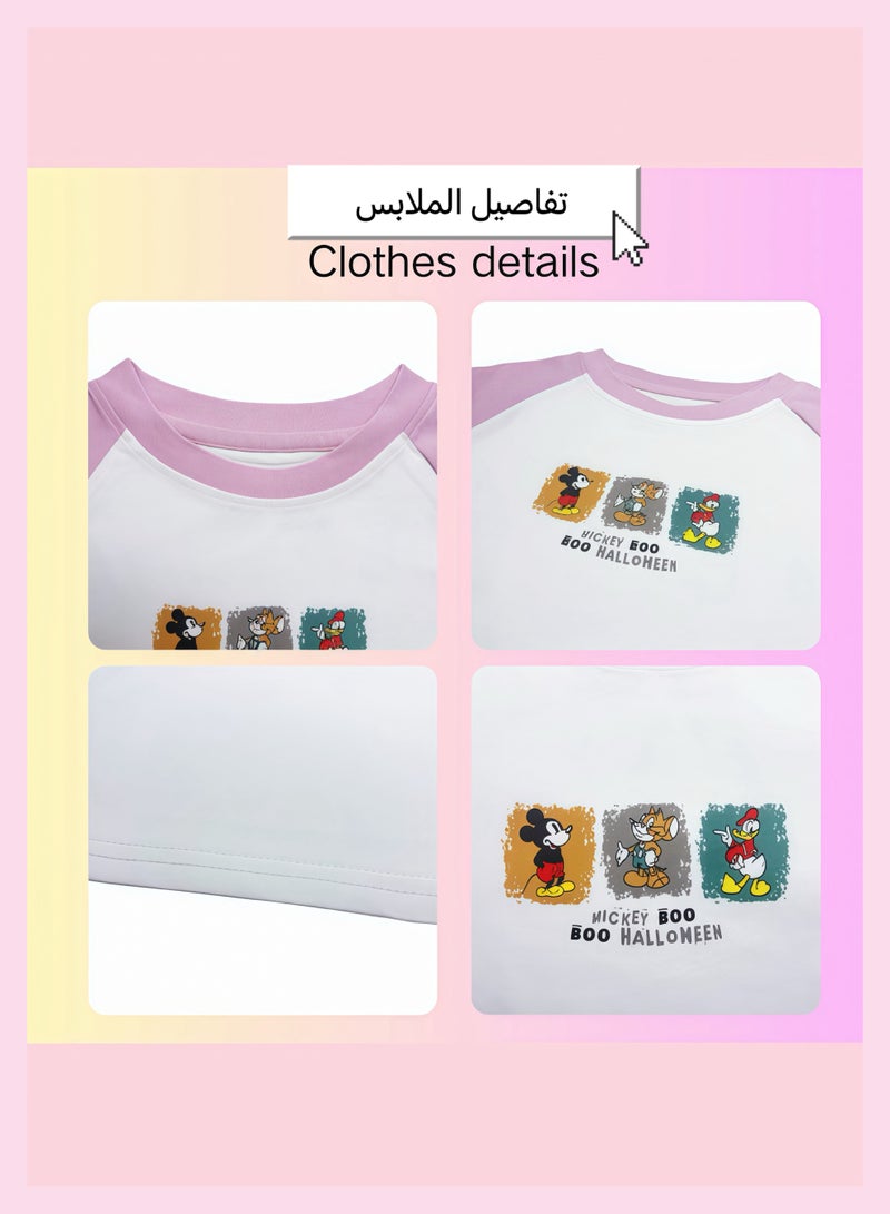 Brushed and color - blocked regular - shoulder short - sleeved T - shirts for girls, unique in design, fashionable, versatile, and great as a base layer. - Image 2