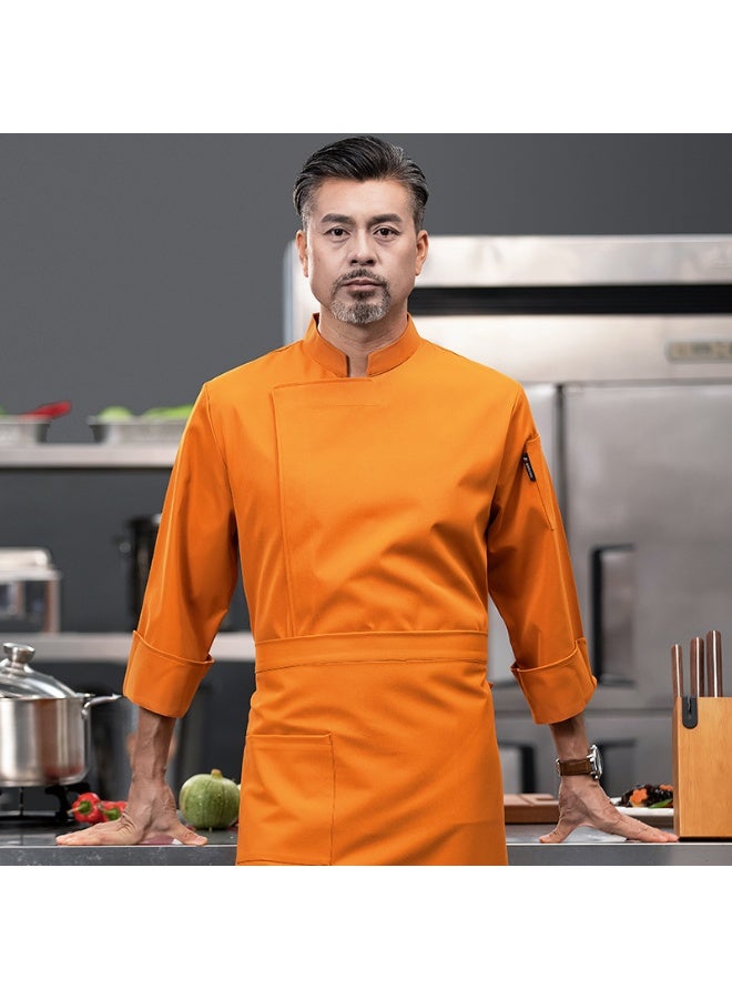 NIBEMINENT Hotel Chef Overalls Autumn and Winter Long Sleeve Men's Restaurant Cafeteria Restaurant Kitchen Work Clothes Long Sleeve  - Image 1