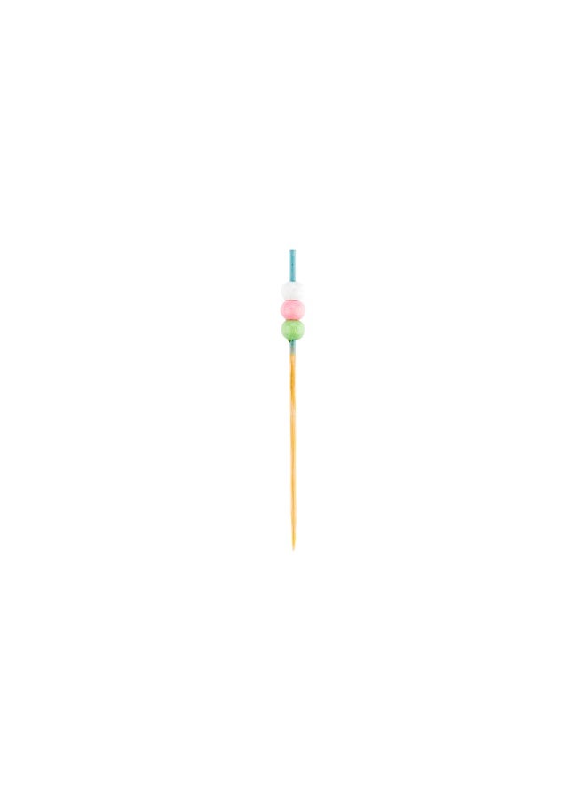 Restaurantware 3.9 Inch Party Toothpicks, 1000 Disposable Cocktail Skewers - Multicolor Beads Decoration, Sharp Tips, Assorted Bamboo Decorative Cocktail Picks, Durable, Versatile  - Image 1