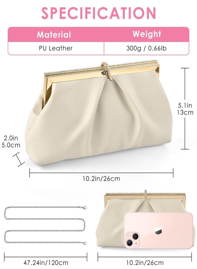 TINDTOP Clutch Purses for Women, PU Leather Formal Evening Bags Shoulder Party Handbags Wedding Cocktail Prom Clutches (A-Nude) - Image 4