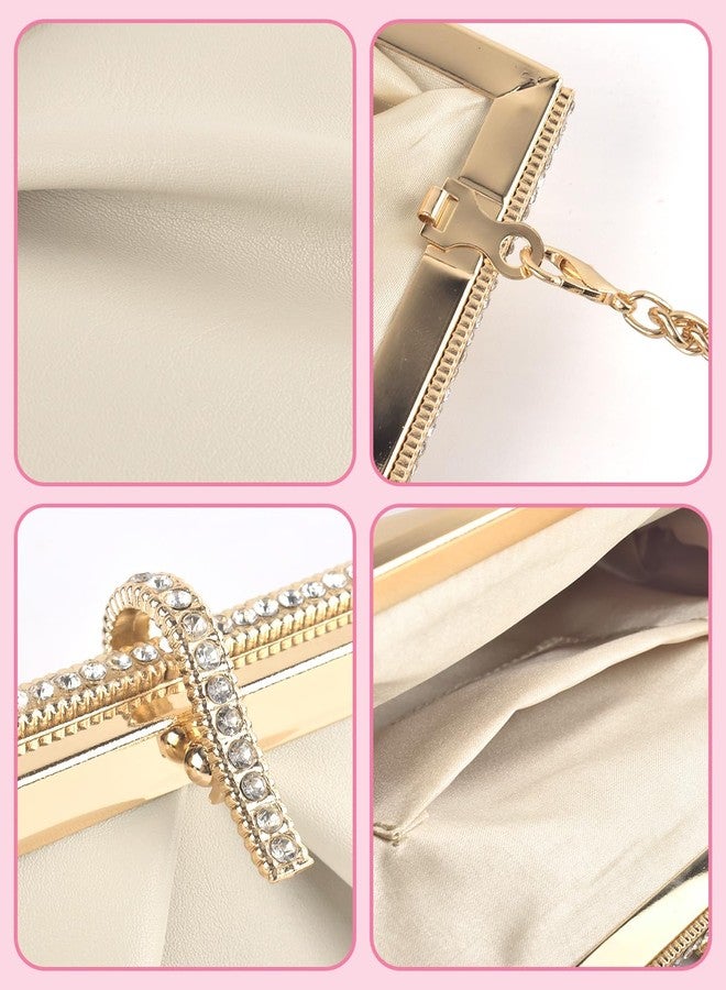TINDTOP Clutch Purses for Women, PU Leather Formal Evening Bags Shoulder Party Handbags Wedding Cocktail Prom Clutches (A-Nude) - Image 5