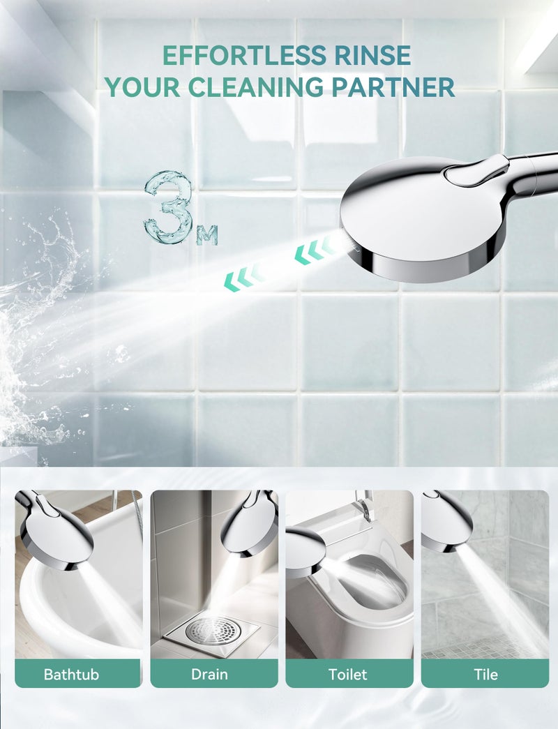 Magichome Filtered Shower Head with Handheld, High Pressure 10-Spd Detachable Chrome Showerhead with Stainless Hose, Water Softener Filter Beads for Hard Water - Remove Chlorine, Reduce Dry Itchy Skin - Image 5