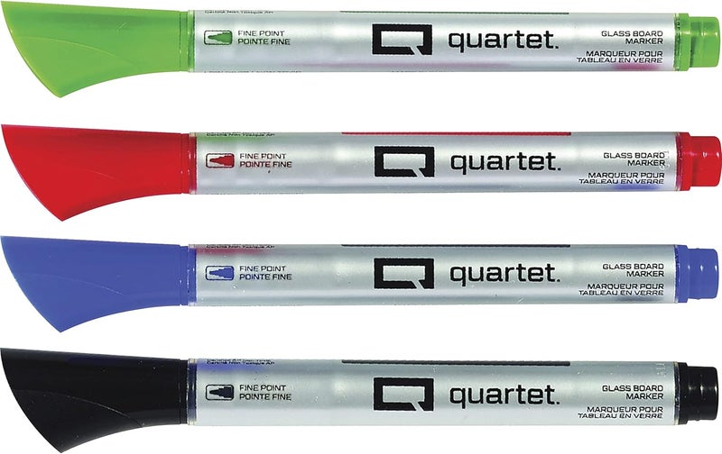 Quartet Glass Board Dry Erase Markers Premium Fine Tip Assorted Colors 4 Pack 79555 - Image 1
