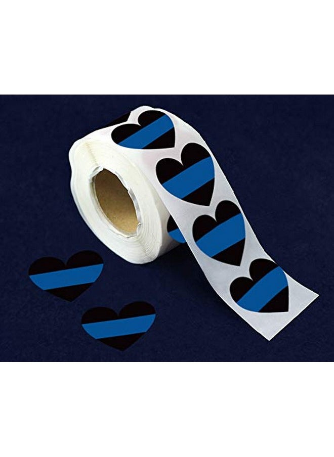 Fundraising For A Cause - 250 Blue Line Heart Stickers Police Support Stickers For Car Bumpers, Office Doors, Cell Phones And More - Image 1