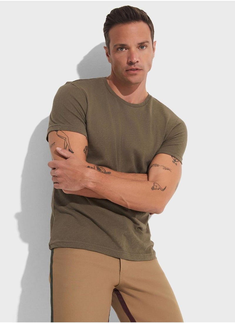 جون تي شيرت بياقة دائرية بنقش - Image 1