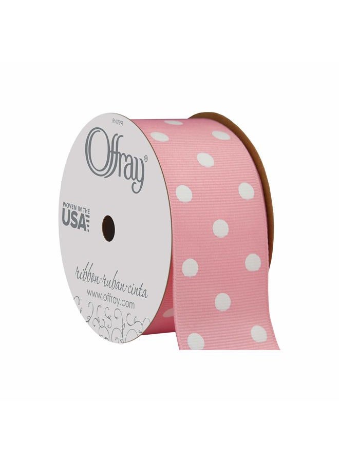 Offray 352557 1.5" Wide Grosgrain Ribbon, Pink, 3 Yards - Image 1