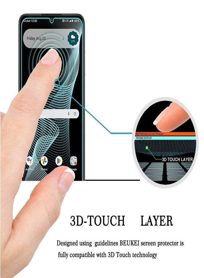 beukei (3 Pack) Designed for Cricket Icon 6 / AT&T Verge Screen Protector Tempered Glass, 9H Hardness - Image 2