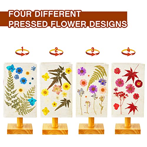 Hortsun Pressed Floral Lamp Bedside Vintage Flower Desk Lamp for Bedroom Living Room, Dorm, Home, Office Decor(1 Pcs,Square Style) - Image 4