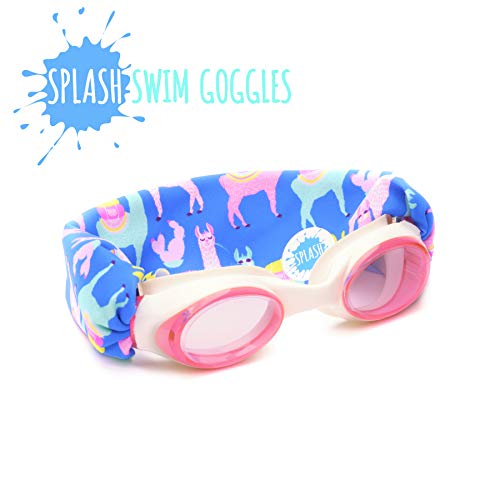 Splash Place KIDS SWIM GOGGLES with Fabric Strap - LLAMA FIESTA | Fun, Fashionable, Comfortable - Tangle-Free, Swimming Goggles for Kids, Comfy Fabric Strap Goggles - Image 4