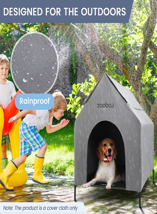 Zooba 29” Durable Dog House Cover - Waterproof & UV-Resistant 600D Oxford Fabric Canopy for Outdoor Kennels - Cover Only, Fits 36"x30"x44" Houses - Protective Large Breed Shelter Top - Cool Grey - Image 4