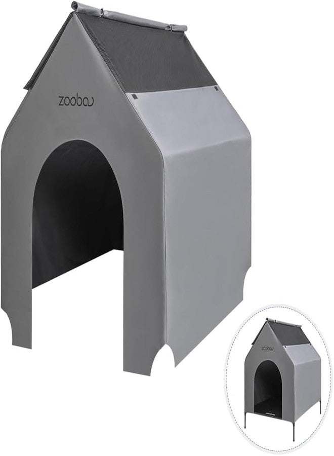 Zooba 29” Durable Dog House Cover - Waterproof & UV-Resistant 600D Oxford Fabric Canopy for Outdoor Kennels - Cover Only, Fits 36"x30"x44" Houses - Protective Large Breed Shelter Top - Cool Grey - Image 1