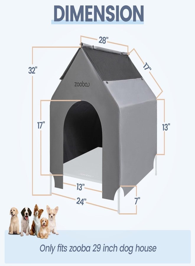 Zooba 29” Durable Dog House Cover - Waterproof & UV-Resistant 600D Oxford Fabric Canopy for Outdoor Kennels - Cover Only, Fits 36"x30"x44" Houses - Protective Large Breed Shelter Top - Cool Grey - Image 3