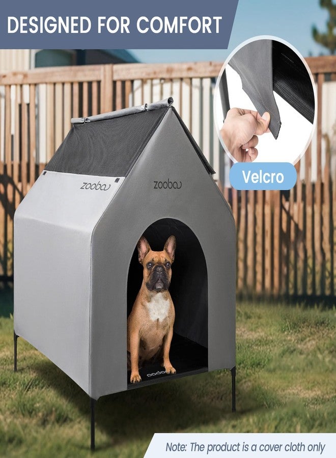 Zooba 29” Durable Dog House Cover - Waterproof & UV-Resistant 600D Oxford Fabric Canopy for Outdoor Kennels - Cover Only, Fits 36"x30"x44" Houses - Protective Large Breed Shelter Top - Cool Grey - Image 5