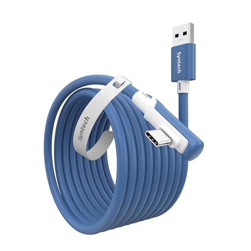 Syntech Link Cable 16 FT Compatible with Meta Quest 3S/Oculus Quest 3, Quest2/Pro/Pico4 Accessories and PC/SteamVR, High Speed PC Data Transfer, USB 3.0 to USB C Cable for VR Headset, Elemental Blue - Image 1