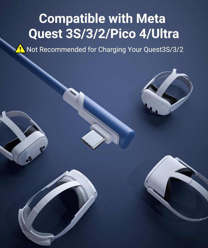 Syntech Link Cable 16 FT Compatible with Meta Quest 3S/Oculus Quest 3, Quest2/Pro/Pico4 Accessories and PC/SteamVR, High Speed PC Data Transfer, USB 3.0 to USB C Cable for VR Headset, Elemental Blue - Image 2