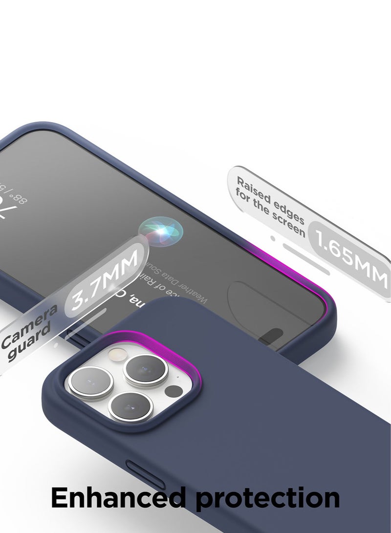 Elago Liquid Silicone for iPhone 15 Pro MAX Case Cover Full Body Protection, Shockproof, Slim, Anti-Scratch Soft Microfiber Lining - Jean Indigo - Image 5