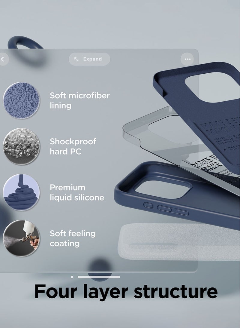Elago Liquid Silicone for iPhone 15 Pro MAX Case Cover Full Body Protection, Shockproof, Slim, Anti-Scratch Soft Microfiber Lining - Jean Indigo - Image 4