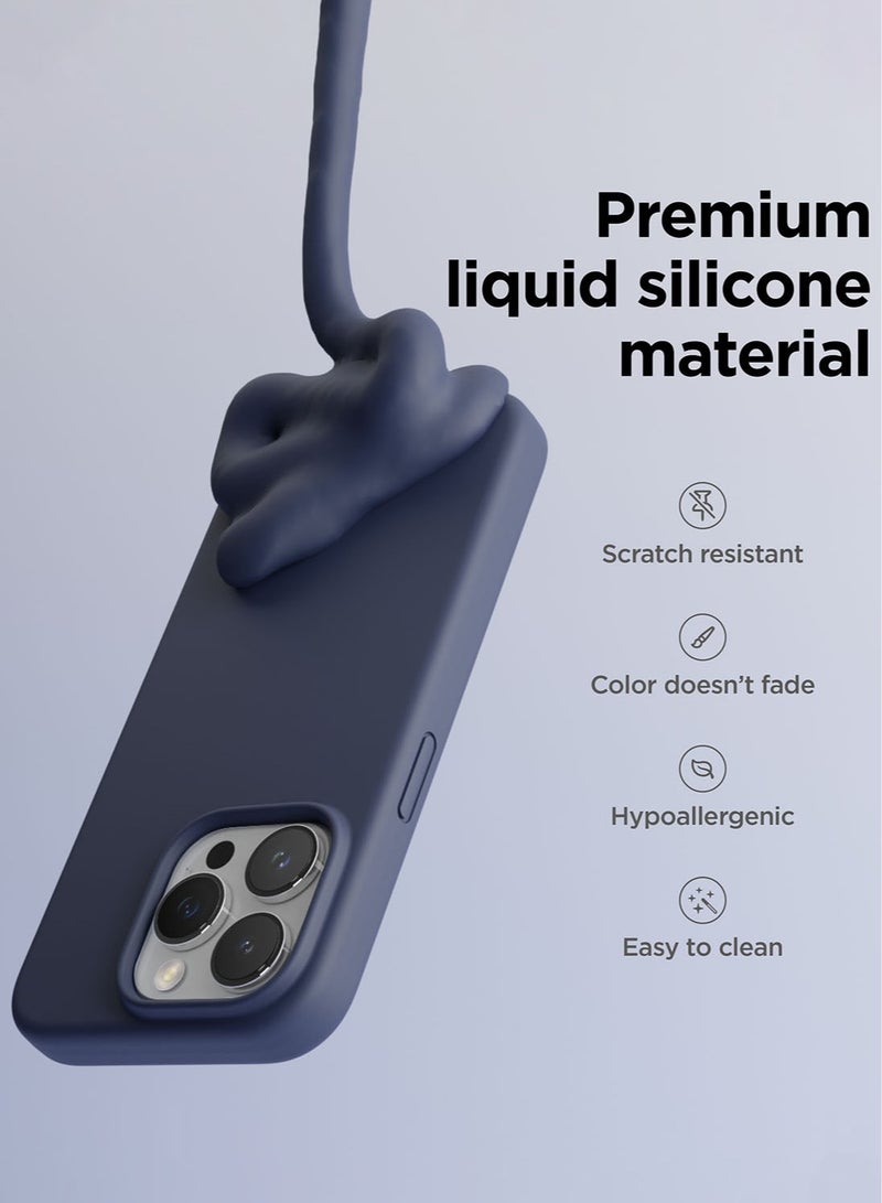 Elago Liquid Silicone for iPhone 15 Pro MAX Case Cover Full Body Protection, Shockproof, Slim, Anti-Scratch Soft Microfiber Lining - Jean Indigo - Image 3