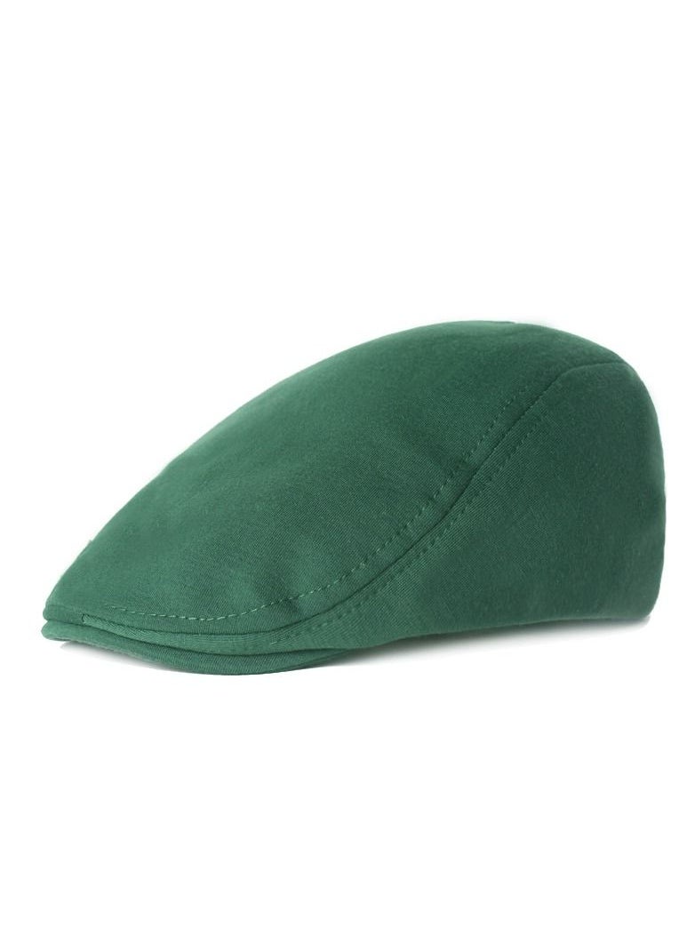 Loquat Men/Women Solid Simple Woolen Duck Tongue Hat Dark Green 