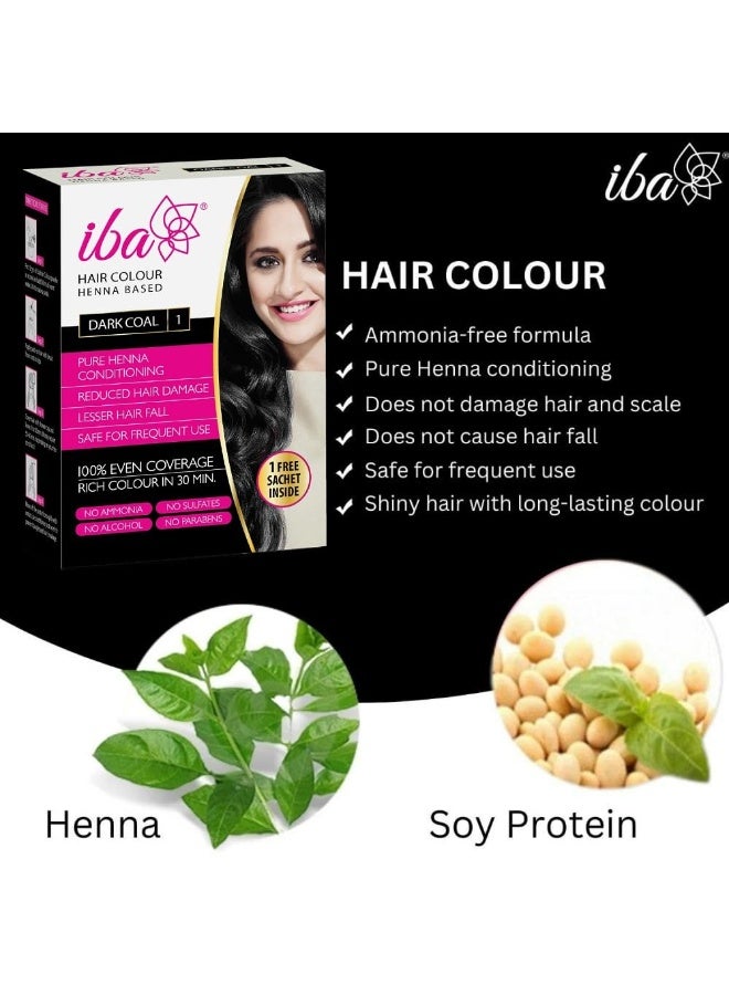Iba Hair Colour for Women - Dark Coal, 70g ,100% Pure Henna Based Powder Sachet ,Long Lasting with Conditioning Formula ,Reduced Hair Fall & Hair Damage ,Shine & Nourish Hair ,Free from Ammonia and Other Harmful Chemicals - Image 2