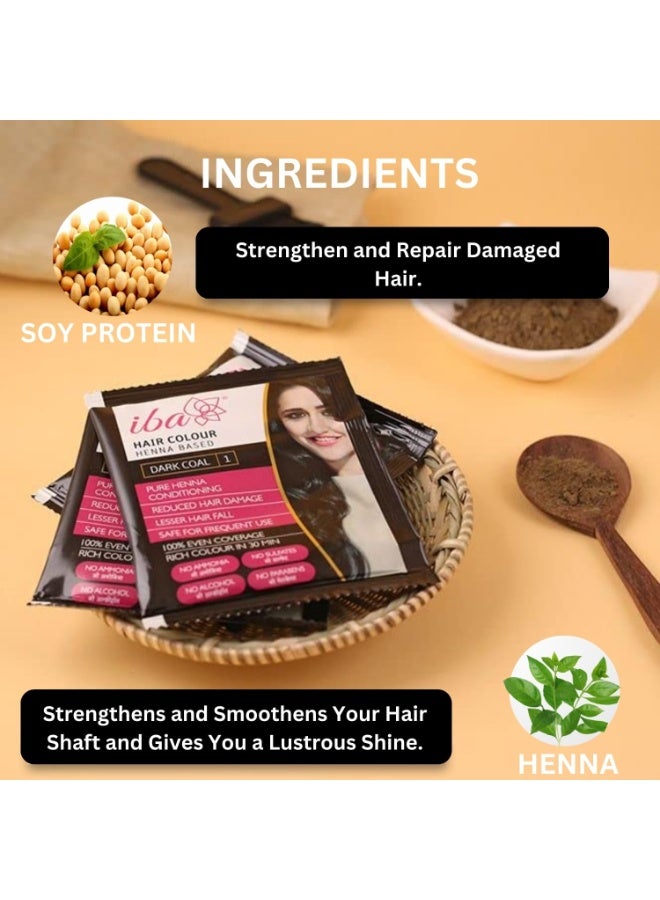 Iba Hair Colour for Women - Dark Coal, 70g ,100% Pure Henna Based Powder Sachet ,Long Lasting with Conditioning Formula ,Reduced Hair Fall & Hair Damage ,Shine & Nourish Hair ,Free from Ammonia and Other Harmful Chemicals - Image 3