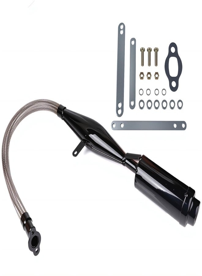 FPTPEHPC Flexible Exhaust Muffler Pipe With Gasket For 2 Stroke 49cc 60cc 66cc 80cc 100cc Engine Motorcycle Dirt Bike Moped Exhaust Muffler Extension Kit - Image 1