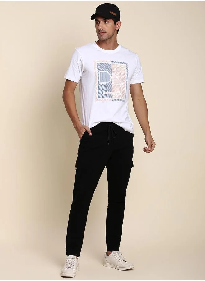 Dennis Lingo Men's Black 100% Cotton Solid Pattern Full Length Regular Fit Trouser