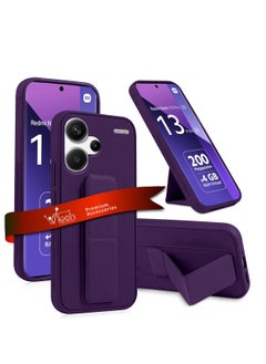 Wtech Xiaomi Redmi Note 13 Pro+ / Xiaomi Redmi Note 13 Pro Plus 5G 2023 Hand Grip Foldable Magnetic Kickstand Wrist Strap Finger Grip With Built-In Iron Case Cover - Eggplant Purple  - Image 1