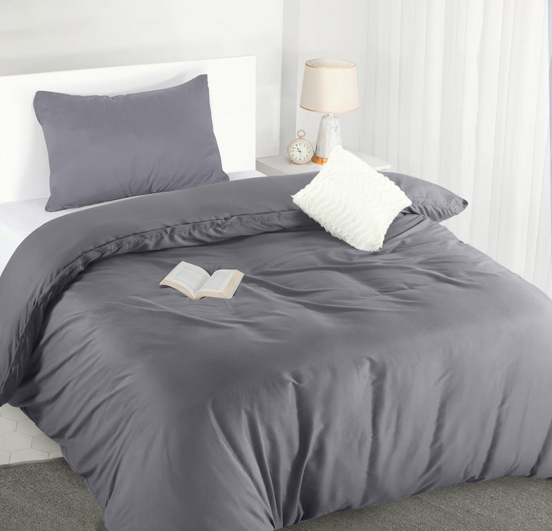 Utopia Bedding Single Duvet Cover Sets  Soft Microfibre Polyester Duvet Cover with Pillow case  Bedding Quilt Cover Set Grey