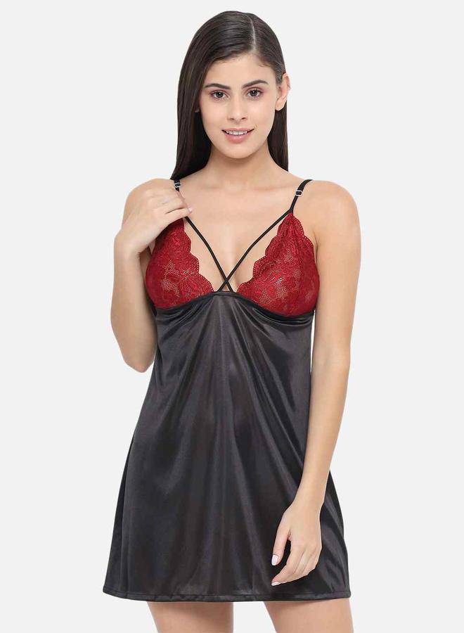 Take Two Lace Insert V Neck Strappy Babydoll By Klamotten - Image 1