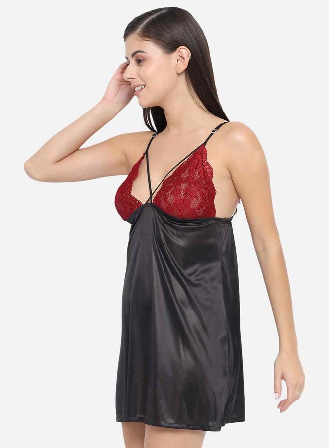 Take Two Lace Insert V Neck Strappy Babydoll By Klamotten - Image 3