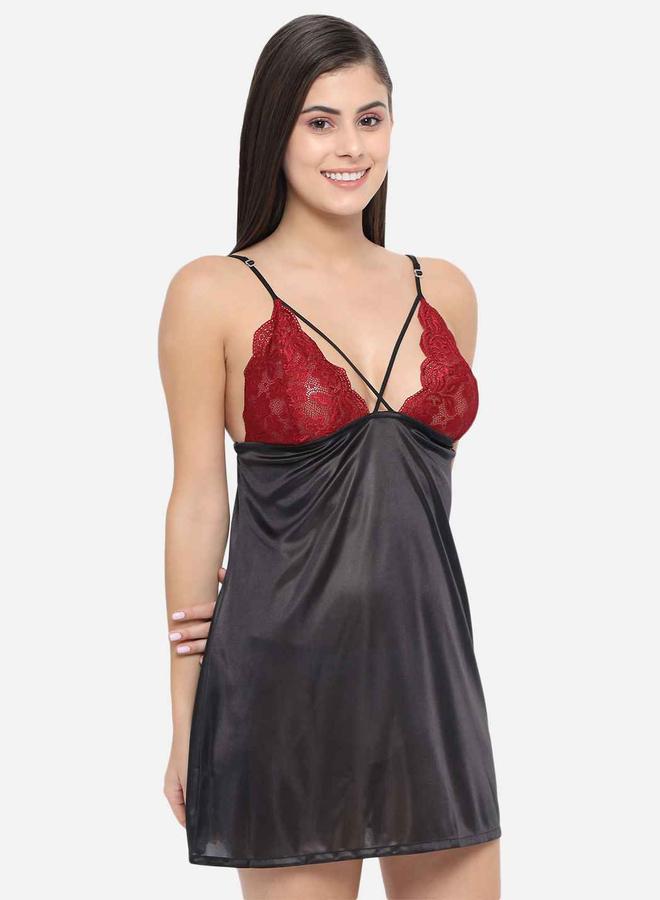 Take Two Lace Insert V Neck Strappy Babydoll By Klamotten - Image 4