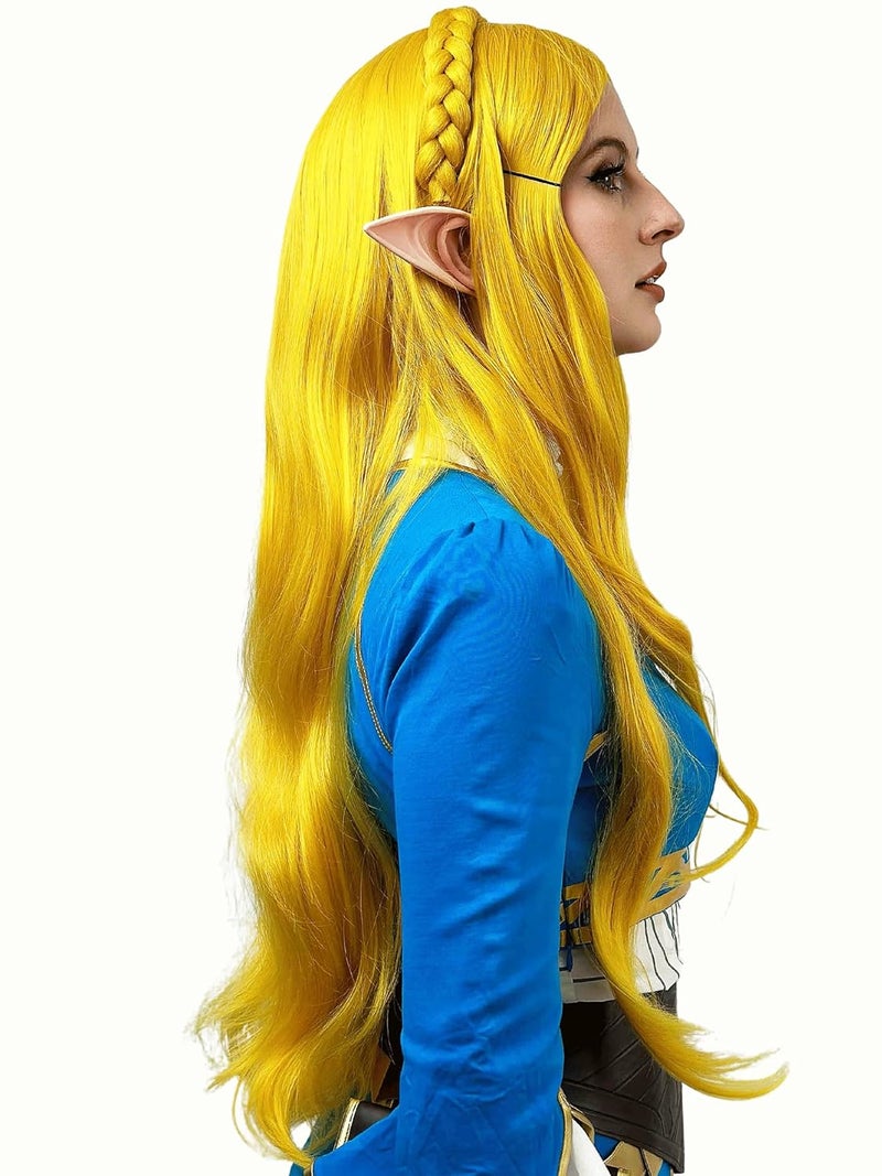 ALLAURA Cosplay Wig with Elf Ears Women Anime Princess Long Blonde BraidedWig Halloween Party Costume Womens Long BlondeWig Halloween Cosplay Wigs - Image 5