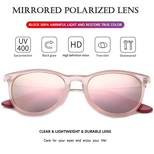 PORADAY Polarized Kids Sunglasses for Little Girls Boys 100% UV-400 Protection (Pink Frame/Pink Mirrored) - Image 5