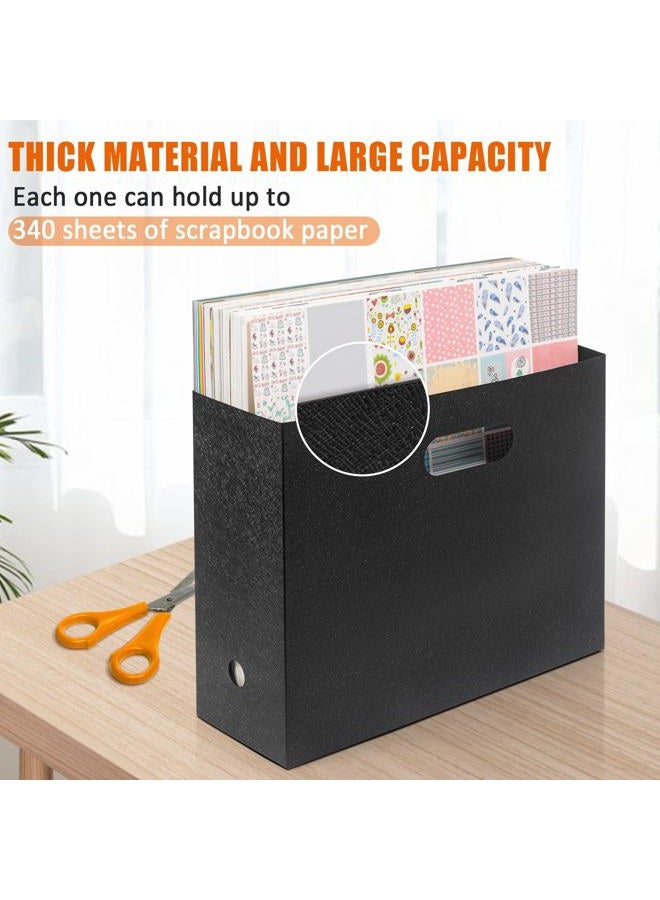 tutata Foldable Scrapbook Paper Storage Organizer, 12x12 Scrapbook Paper Storage, Plastic File Organizer, Black, 3 Pack - Image 2