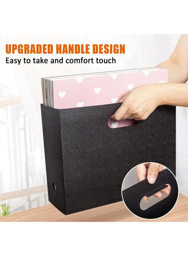 tutata Foldable Scrapbook Paper Storage Organizer, 12x12 Scrapbook Paper Storage, Plastic File Organizer, Black, 3 Pack - Image 5