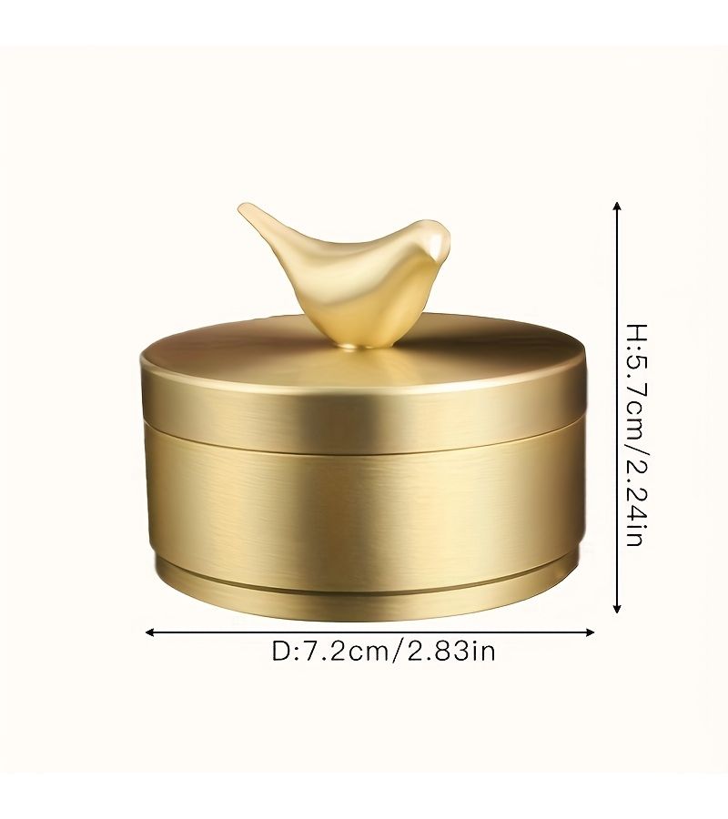 Pure Brass Bird Ashtray With Lid Small For Home Living Room Office Anti Flying Ash Creative Decorative Metal - Image 3