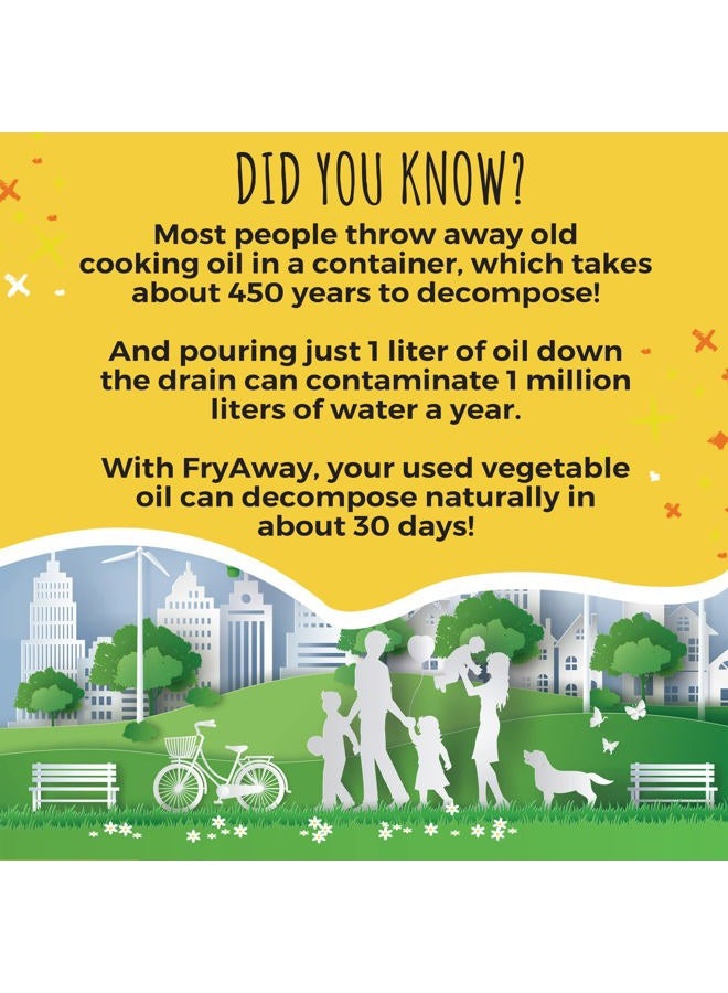 FryAway Deep Fry Cooking Oil Solidifier, As Seen on Shark Tank, Solidifies 1 Gallon of Oil - Plant-Based Powder, Transforms Oil to Solid, Mess-Free Cleanup and Disposal - Easy to Use, Made in US, Kosh - Image 5