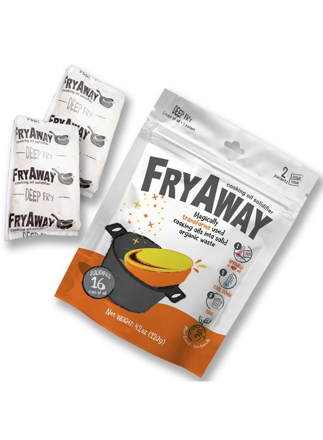 FryAway Deep Fry Cooking Oil Solidifier, As Seen on Shark Tank, Solidifies 1 Gallon of Oil - Plant-Based Powder, Transforms Oil to Solid, Mess-Free Cleanup and Disposal - Easy to Use, Made in US, Kosh - Image 1