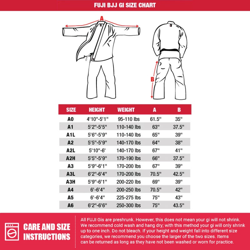 FUJI All-Around Brazilian Style Jiu Jitsu Uniform, Black (Black Lettering), Size A2 - Image 5