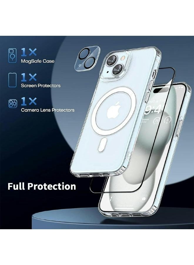 Full protection package for iPhone 15 Plus with a cover that supports wireless charging (MagSafe), complete protection for your device against scratches and falls (7in1) original package from S-TOP