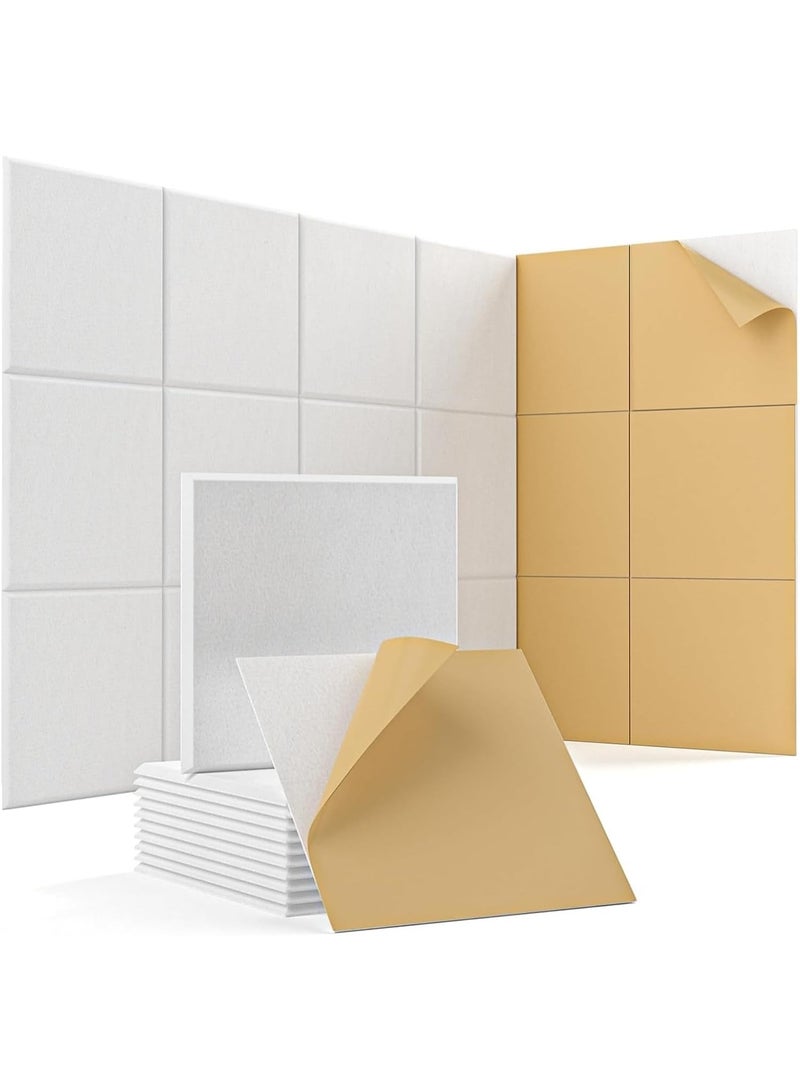 Relex Sound Absorbing Board,12PCS Self-adhesive Acoustic Panels, Square Acoustic, High Density Sound Proof Foam Panels, for Walls Acoustic Treatment Home Studio Gaming Room (White, 30 * 30 * 0.9cm) - Image 1