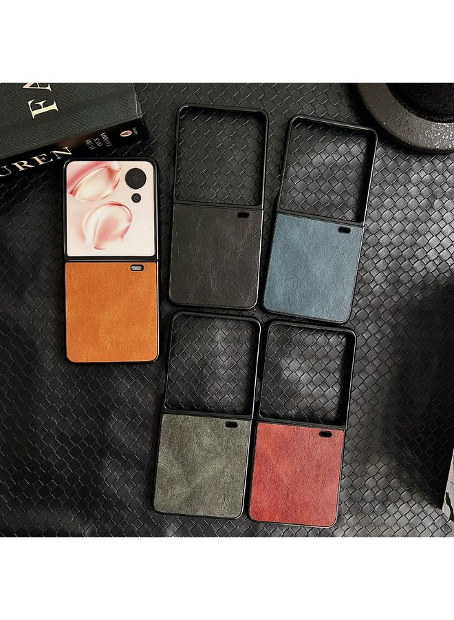 اس-توب جراب لهاتف Honor Magic V Flip Crazy Horse Texture قابل للطي من مادة البولي يوريثان - Image 4